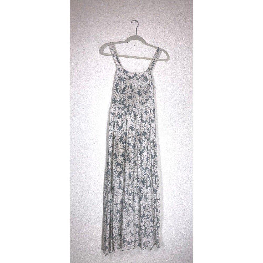 Becool Sage Green Floral Smocked Back Maxi Dress Small Sleeveless Sundress